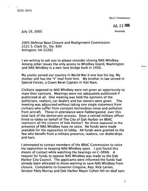 Letter from a concerned citizen regarding NAS Whidbey Island