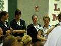 Primary view of [UNT volleyball team huddles during 2006 Sun Belt Conference, 3]
