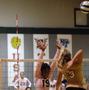 Primary view of [Brittani Youman attempts to block spike by Yarimar Rosa]