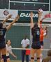 Photograph: [Karissa Flack and Analisse Shannon attempt to block hit by UTEP oppo…