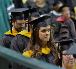 Primary view of object titled '[Master of Science graduates at UNT Summer 2011 Commencement]'.