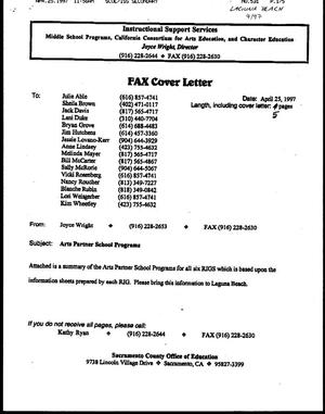 [Fax Cover Letter - Arts Partner School Programs]