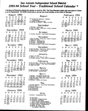 [Academic Year: SAISD Board-Approved Calendar 1993-94]