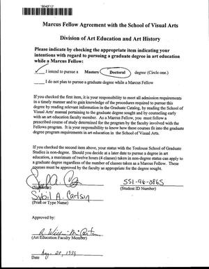 [Marcus Fellows Program Agreement: School of Visual Arts, UNT]