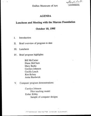 [Strategic Luncheon and Meeting: Dallas Museum of Art and Marcus Foundation Agenda]