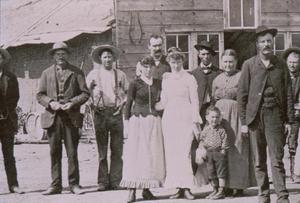 [Photograph of men and women in Bloomfield, Texas]
