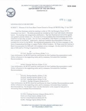 Air Force - April 12, 2005 - Minutes of Air Force Base Closure Executive Group (AF/BCEG) Meeting