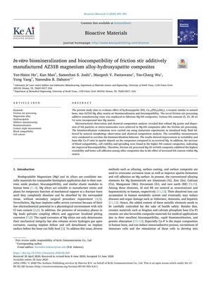 In-vitro biomineralization and biocompatibility of friction stir additively manufactured AZ31B magnesium alloy-hydroxyapatite composites