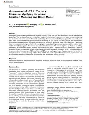 Assessment of ICT in Tertiary Education Applying Structural Equation Modeling and Rasch Model