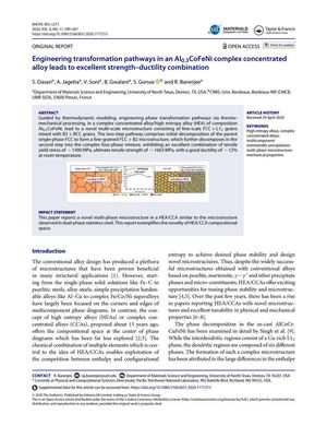 Primary view of object titled 'Engineering transformation pathways in an Al0.3CoFeNi complex concentrated alloy leads to excellent strength–ductility combination'.