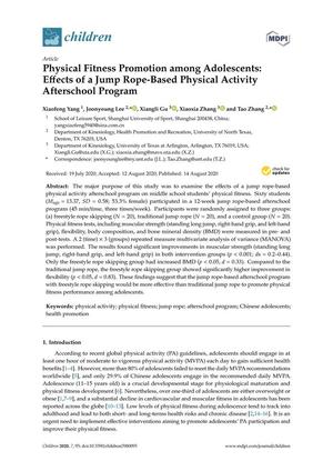 Physical Fitness Promotion among Adolescents: Effects of a Jump Rope-Based Physical Activity Afterschool Program
