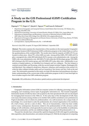 Primary view of object titled 'A Study on the GIS Professional (GISP) Certification Program in the U.S.'.