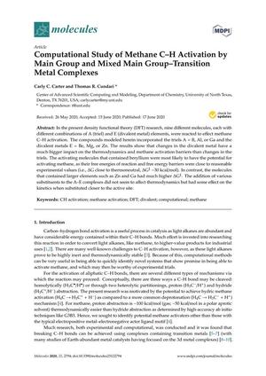 Computational Study of Methane C–H Activation by Main Group and Mixed Main Group–Transition Metal Complexes