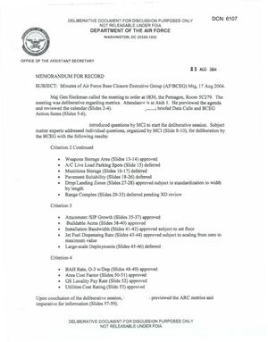 Air Force - August 17, 2004 - Minutes of Air Force Base Closure Executive Group (AF/BCEG) Meeting