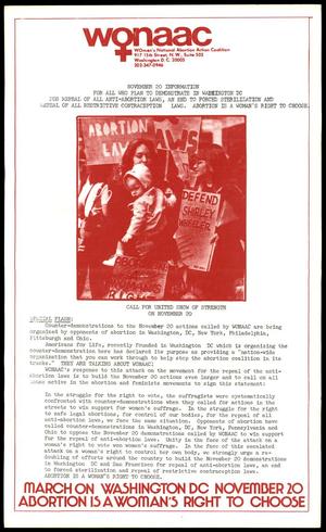 Primary view of object titled 'Woman's National Abortion Action Coalition (WONAAC) Newsletter'.