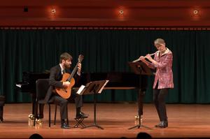 [Armin Abdihodžic and Terri Sundberg perform Burlesca, Op. 33, 4]