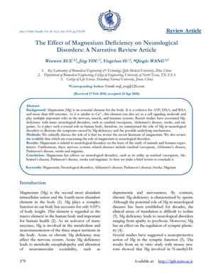 The Effect of Magnesium Deficiency on Neurological Disorders: A Narrative Review Article