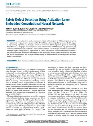 Fabric Defect Detection Using Activation Layer Embedded Convolutional Neural Network