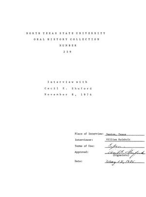 Primary view of object titled 'Oral History Interview with Cecil E. Shuford, November 8, 1974'.