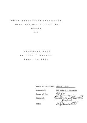 Primary view of object titled 'Oral History Interview with William J. Stewart, June 11, 1981'.