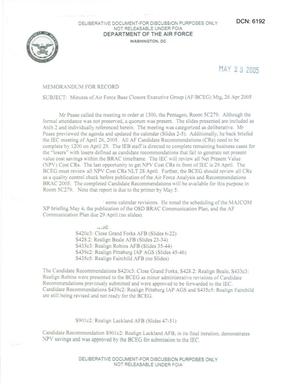 Air Force - April 26, 2005 - Minutes of Air Force Base Closure Executive Group (AF/BCEG) Meeting