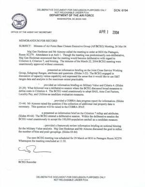 Air Force - March 26, 2004 - Minutes of Air Force Base Closure Executive Group (AF/BCEG) Meeting