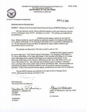 Air Force - April 27, 2004 - Minutes of Air Force Base Closure Executive Group (AF/BCEG) Meeting
