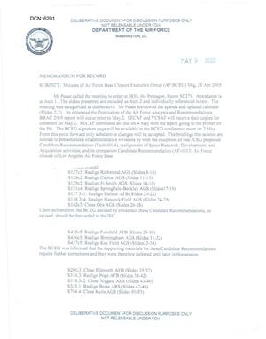 Air Force - April 28, 2005 - Minutes of Air Force Base Closure Executive Group (AF/BCEG) Meeting