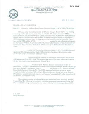 Air Force - October 28, 2004 - Minutes of Air Force Base Closure Executive Group (AF/BCEG) Meeting