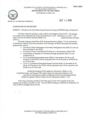 Air Force - September 28, 2004 - Minutes of Air Force Base Closure Executive Group (AF/BCEG) Meeting
