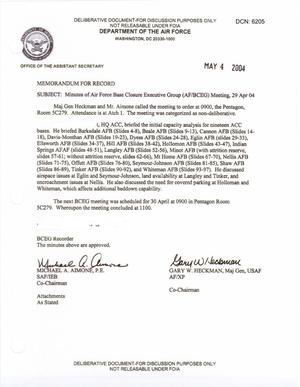 Air Force - April 29, 2004 - Minutes of Air Force Base Closure Executive Group (AF/BCEG) Meeting