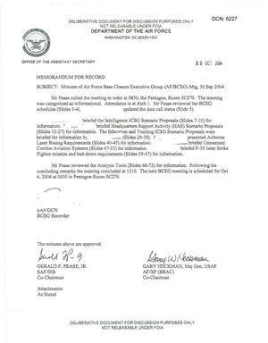 Air Force - September 30, 2004 - Minutes of Air Force Base Closure Executive Group (AF/BCEG) Meeting
