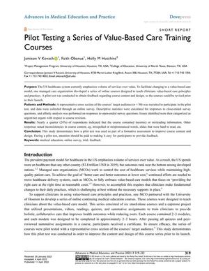 Pilot Testing a Series of Value-Based Care Training Courses