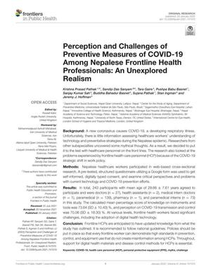 Perception and Challenges of Preventive Measures of COVID-19 Among Nepalese Frontline Health Professionals: An Unexplored Realism