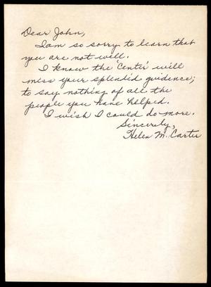 [Letter to John Thomas from Helen M. Carter]