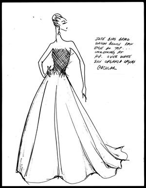[Sketch created by Michael Faircloth of a dress with a woven bodice]