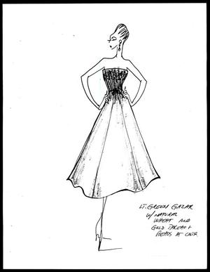 Primary view of object titled '[Sketch created by Michael Faircloth of a strapless drop-waist dress]'.