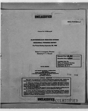 Electronuclear Research Division Semiannual Progress Report for Period Ending September 20, 1955