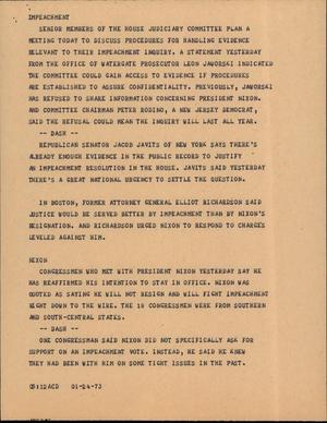 Primary view of object titled '[News Script: Impeachment & Nixon]'.