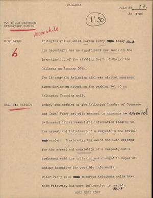 Primary view of object titled '[News Script: Callaway]'.