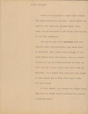 Primary view of object titled '[News Script: Island Gasoline]'.