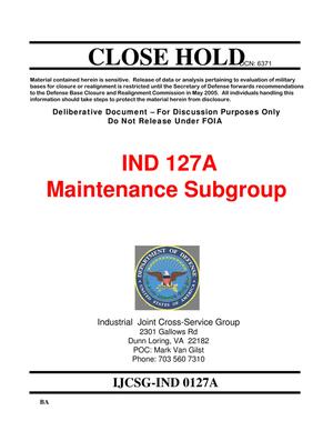Candidate Recommendation IND #0127A - Attachment to March 10 Infrastructure Executive Council Meeting