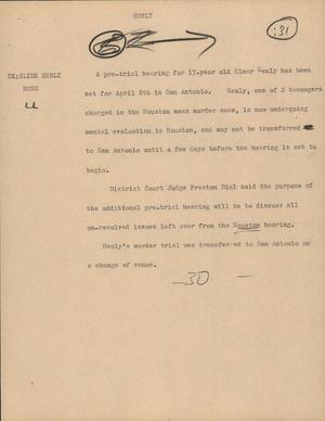 Primary view of object titled '[News Script: Henley]'.