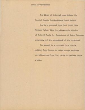 Primary view of object titled '[News Script: Tarco commissioners]'.