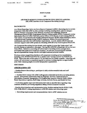 Point Paper on Air Force Reserve Command Recruiting Service (AFRCRS)