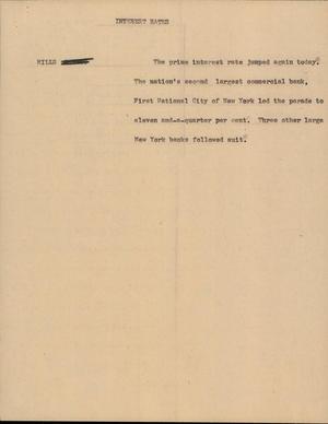 Primary view of object titled '[News Script: Interest Rate]'.