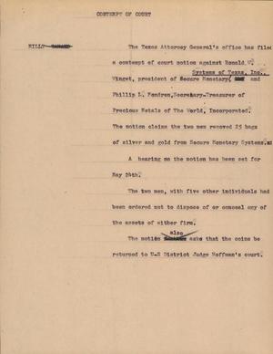 Primary view of object titled '[News Script: Contempt of Court]'.