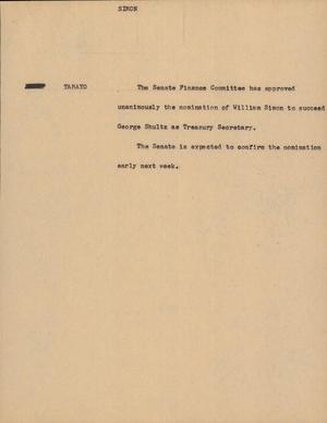 Primary view of object titled '[News Script: Simon]'.