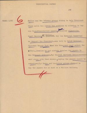 Primary view of object titled '[News Script: Presidential Papers]'.