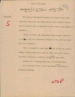 Primary view of object titled '[News Script: Water main break]'.